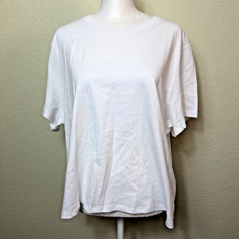 Quince Boxy Crewneck Tee Womens XL White Organic Cotton Short Sleeve T-Shirt NWT